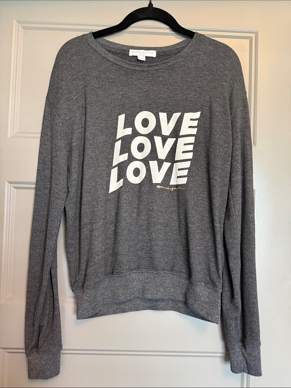 Spiritual Gangster Charcoal Gray Top with Gold Script Label